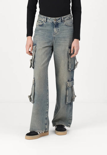 JXTOKYO - Pantaloni cargo - medium blue denim