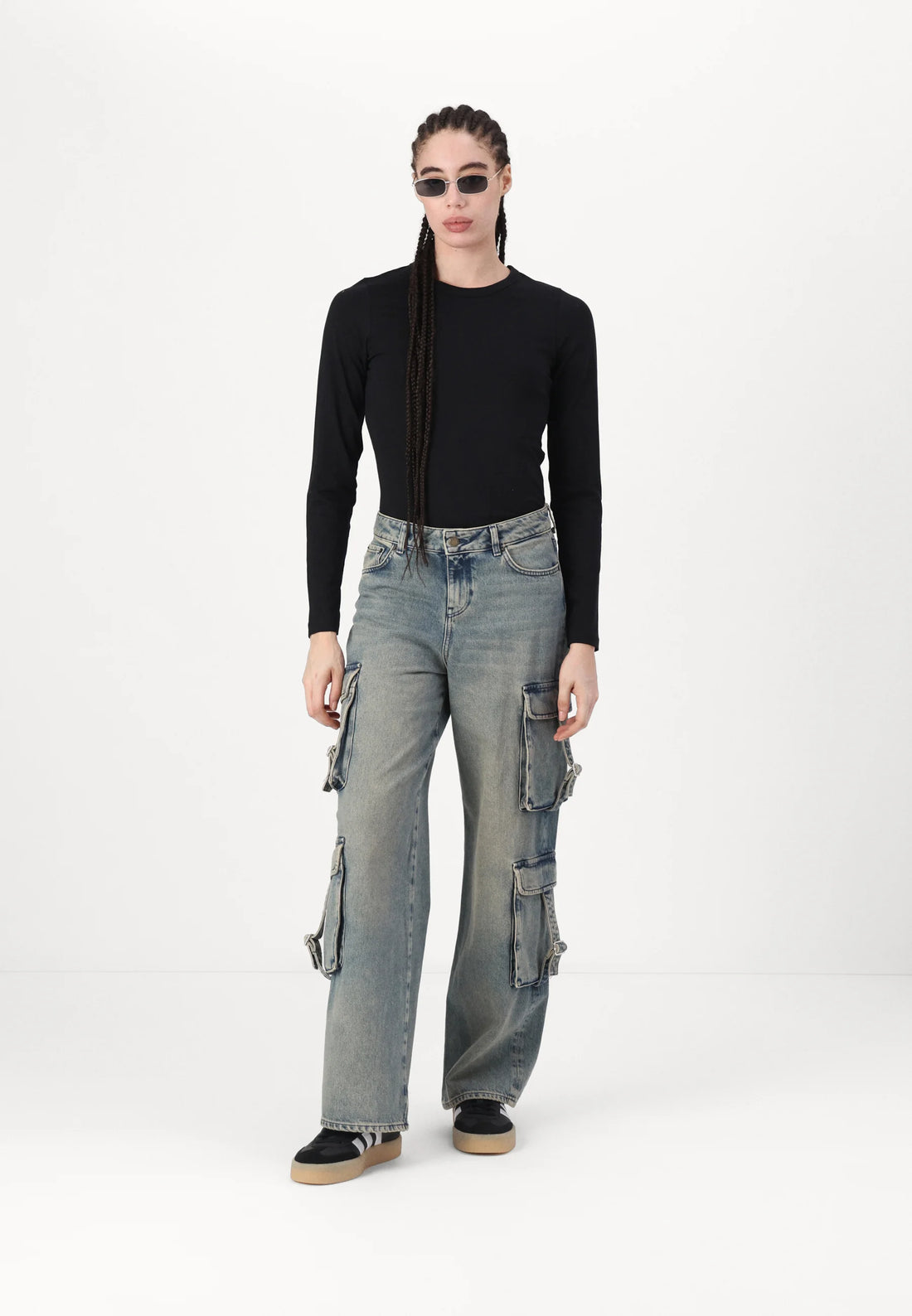 JXTOKYO - Pantaloni cargo - medium blue denim