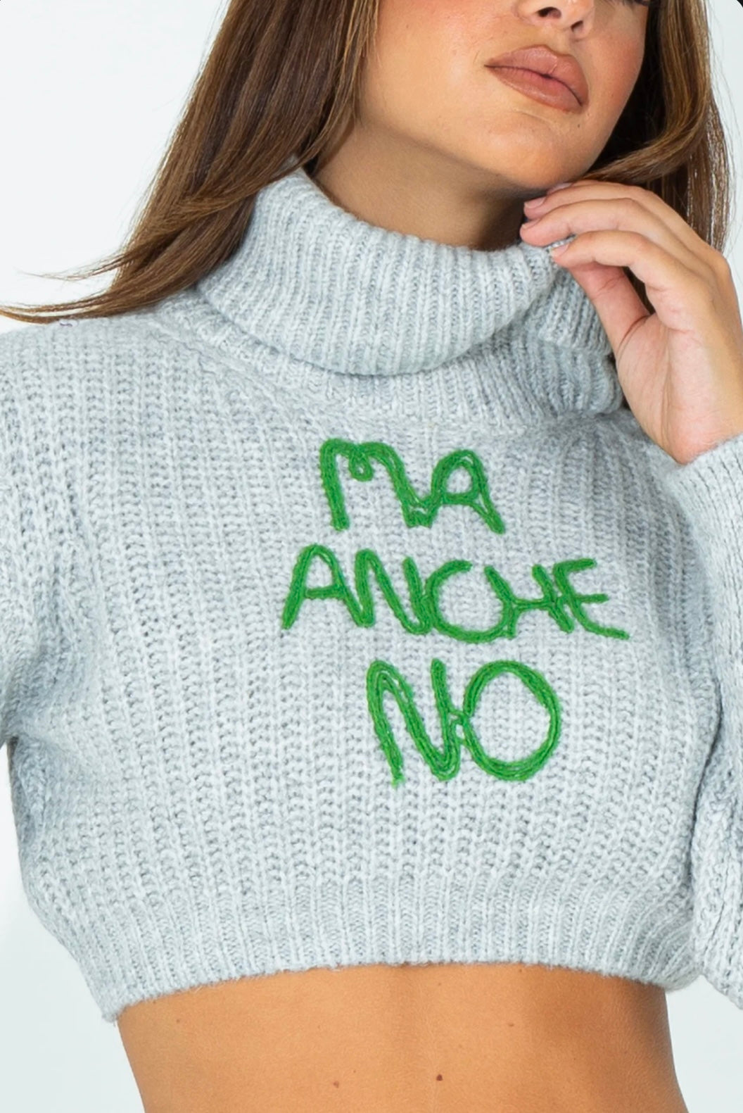 SHOP ART MAGLIA LUPETTO CROP CON FRASE RICAMATA