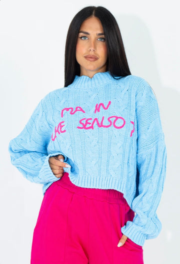 SHOP ART MAGLIA LUPETTO CON FRASE RICAMATA