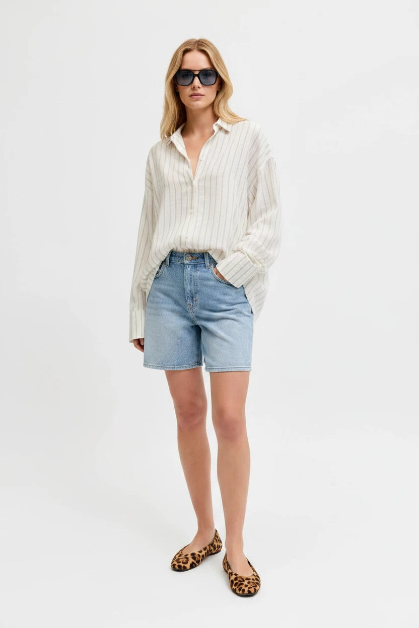 Camicia lino gessato