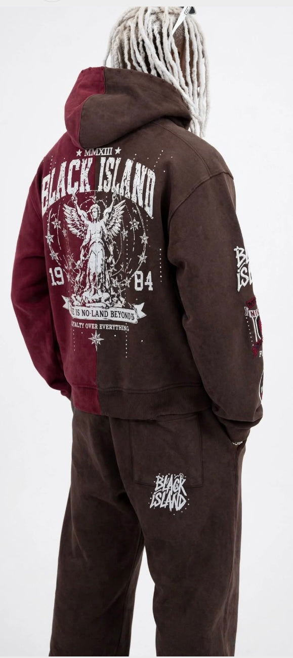 BLACK ISLAND ADa 2105 - Tuta Two-Tone Patch - Bordeaux / Brown Washed
