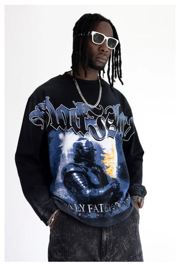Longsleeve Black Island Knight - Holy Father - Black Wash