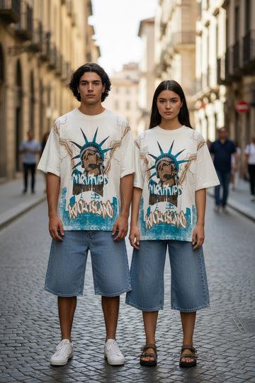 T-shirt Streetwear Bianca Vintage Stampa Black Island Uomo Donna