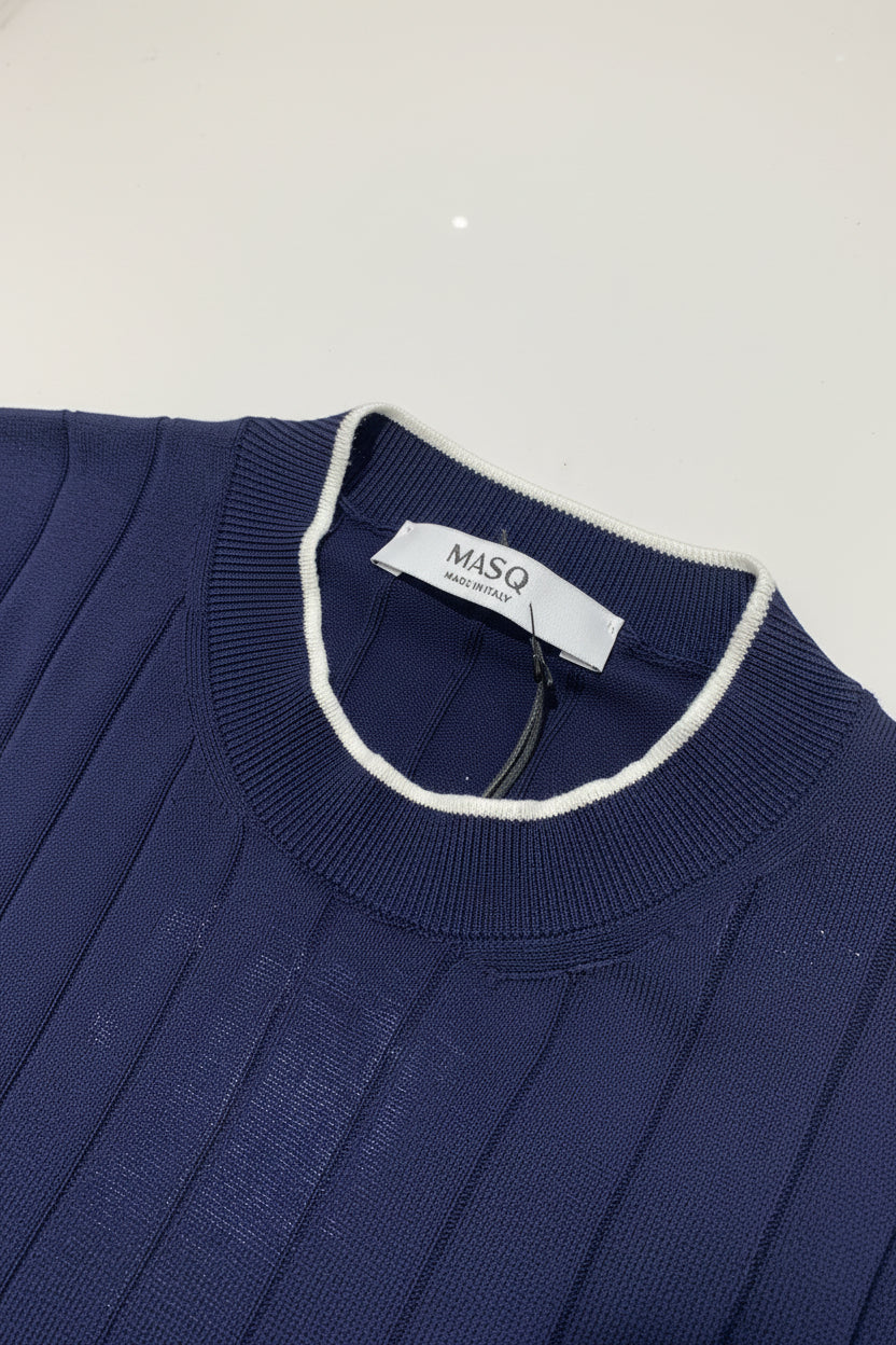 Masq Maglia Knit Ribs Navy Blue | Uomo