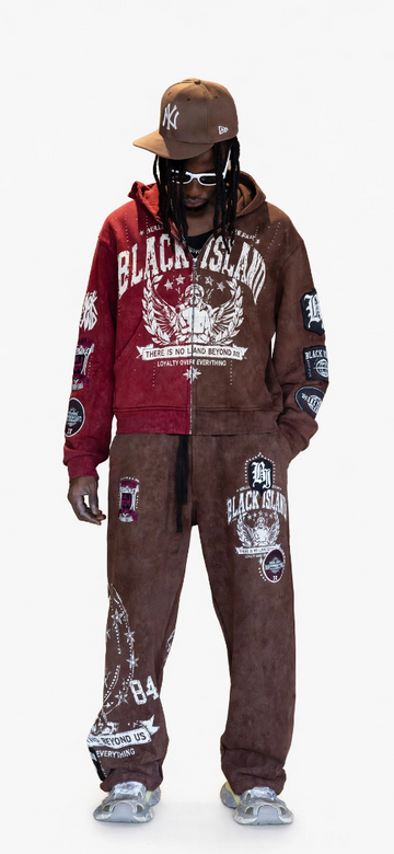 BLACK ISLAND ADa 2105 - Tuta Two-Tone Patch - Bordeaux / Brown Washed