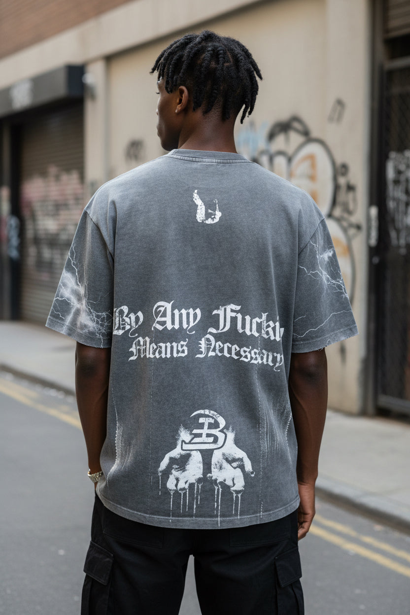 T-shirt Black Island Vintage Boxer Print Oversize Uomo