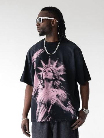 T-shirt Lady Liberty Black  Island
