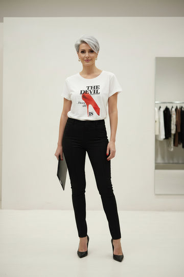 T-shirt Donna Bianca Stampa Grafica "The Devil" - Cotone Fashion