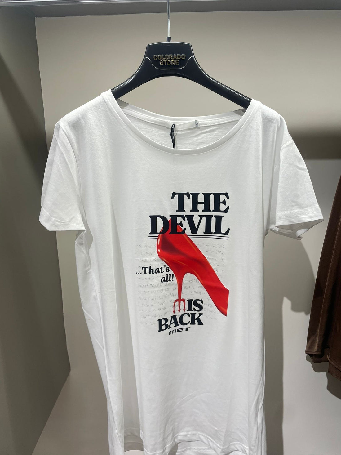 T-shirt Donna Bianca Stampa Grafica "The Devil" - Cotone Fashion
