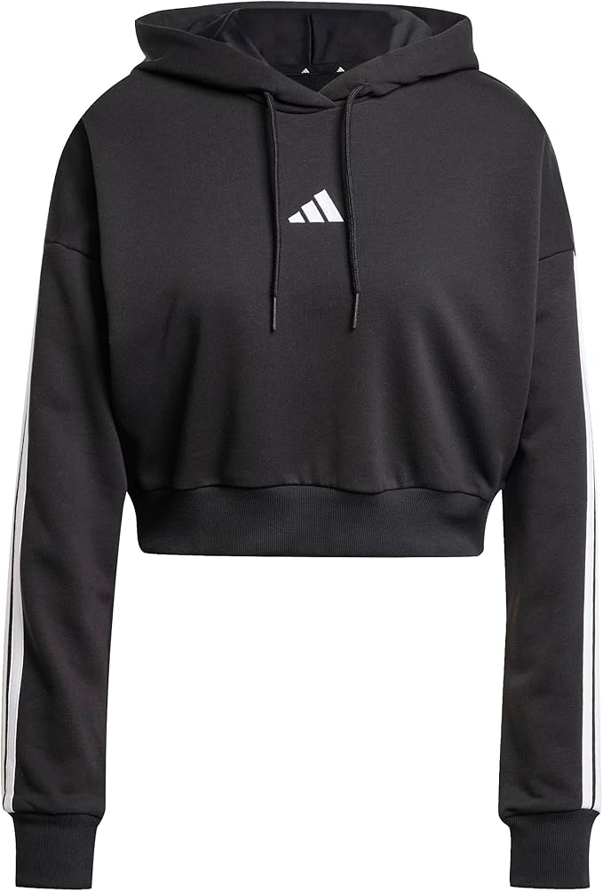 ADIDAS Essentials 3-Stripes French Terry Cropped Hoodie Felpa con Cappuccio Donna