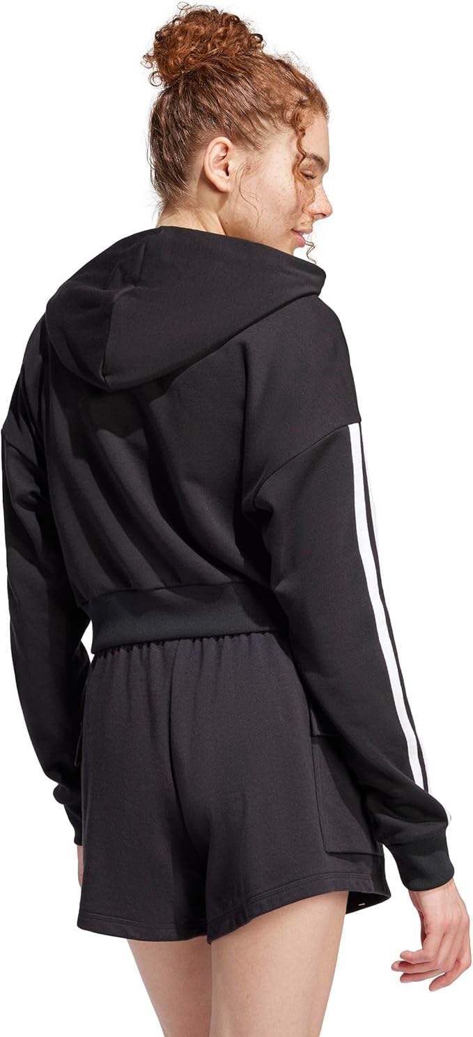 ADIDAS Essentials 3-Stripes French Terry Cropped Hoodie Felpa con Cappuccio Donna