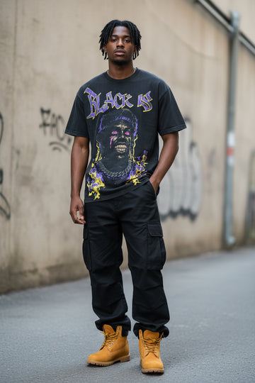 T-Shirt Black Island Lil Durk - Acid Wash Nera