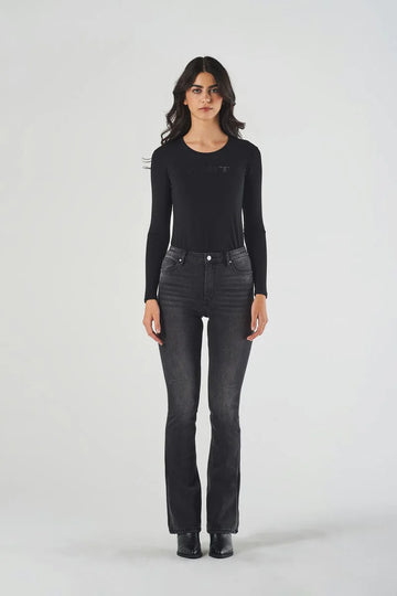 Jeans a Zampa Nero Vita Regolare MET