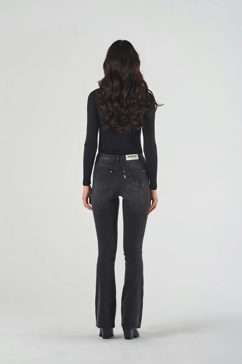 Jeans a Zampa Nero Vita Regolare MET