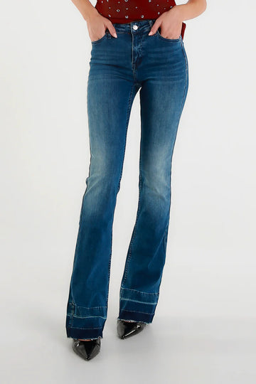 Jeans bootcut blu con lavaggio sfumato MET